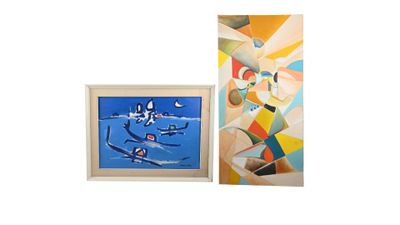deux tableaux accrochés l'un à côté de l'autre sur le mur