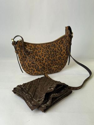 sac à main à imprimé léopard avec portefeuille et bandoulière assortis