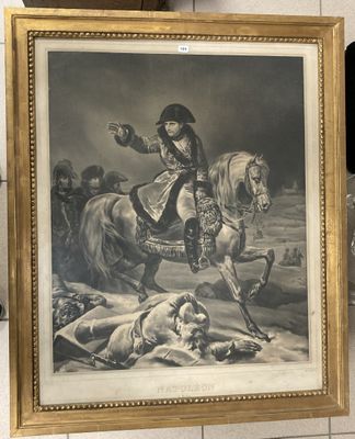 tableau représentant un homme à cheval à côté d'un animal mort