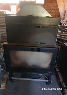a stove that is sitting in the middle of a room