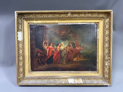 an image of a painting of a group of people in a wooded setting