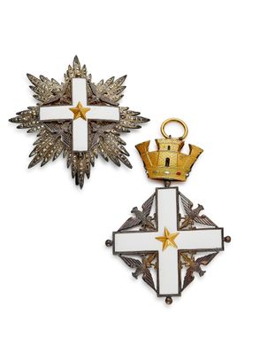 deux croix et une couronne sur fond blanc