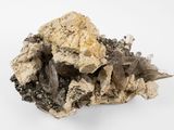 a close up of a piece of rock on a white surface