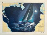 un tableau représentant un voilier au milieu de l'océan