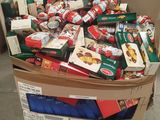a cardboard box full of food that is sitting on top of a pallet