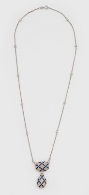 Feines Saphir-Diamant-Collier Weißgold, gest. 14 ct ; An fei…