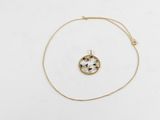 un collier composé d'une chaîne en or sur laquelle est fixée une fleur blanche