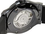 the watch is black and has a silver face