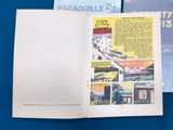 an old comic book opened to reveal a page of comics