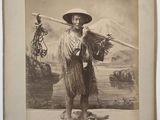 une vieille photo d'un homme coiffé d'un chapeau et tenant un bâton