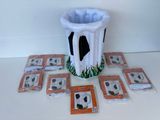 a picture of a vase with a soccer theme on it