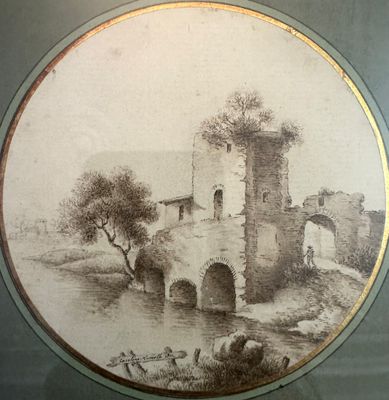 a picture of a picture of a castle on the wall