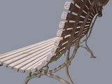 a white bench with a wooden slats on it