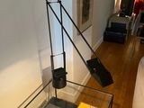 a lamp that is sitting on a table in a room