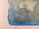 a picture of a painting of a sheep in a field
