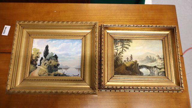 LAUNET - Lot de 2 huiles sur carton. 14 X 18 cm 