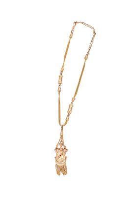 Collier plaqué or avec pendentif en forme de chouette et chaîne