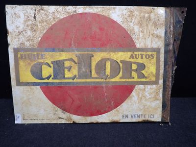 une vieille affiche publicitaire pour la marque Celor sur fond noir