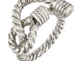 une image montrant un gros plan d'une bague en argent sur fond blanc