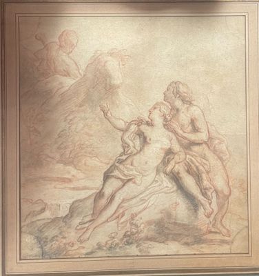 une image représentant un dessin d'un homme et d'une femme assis sur un rocher