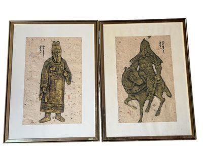 CHINE. Guerrier à cheval et dignitaire.