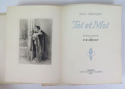 an open book with a picture of a man and a woman on it