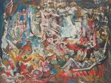 an image of a painting of a group of people on a stage