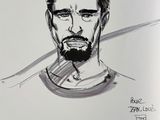 drawing of a man with a beard and mustache in a shirt