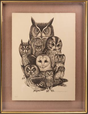 une image représentant un dessin d'un groupe de chouettes perchées les unes sur les autres