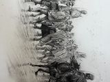 an image of a drawing of a group of people on horses