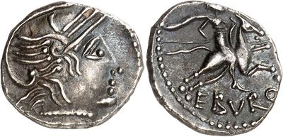 a silver coin with an image of a horse on it