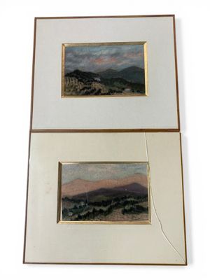 Ecole XXème. "Paysages" Lot de 2 pastels, 12,5 x 19 et 12 x …