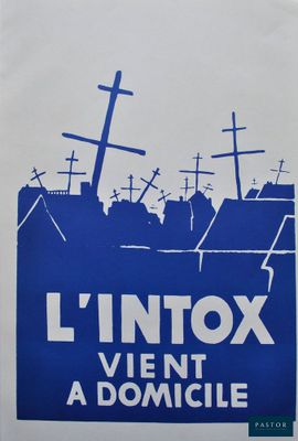 an image of a blue and white poster with the words l ' inox vient a domicile