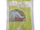 a white plastic bag with a green handle on top of it