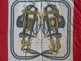 an image of a scarf with a picture of two horses on it