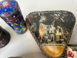 a cake with a picture on it sitting on a table