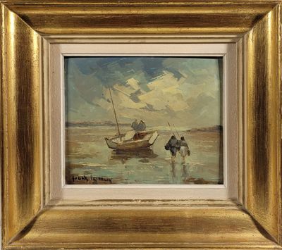 Franck LE MEUR (1903-1991) "Pêcheurs en bord de mer"