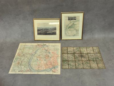 deux cartes encadrées de la ville de Boston et une carte de la ville de Boston