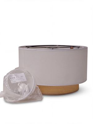 the container is white and has a plastic bag in it