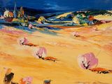 a painting of a painting of a desert scene