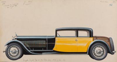 drawing of a yellow and black car on a beige background