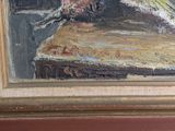 a picture of a painting of a woman sitting at a table