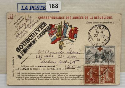 an old postcard with a picture of a coat of arms on it