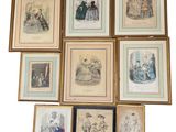 many framed pictures of people in different styles and colors