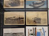 many pictures of a boat in a book on the table