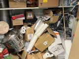 a large amount of boxes and other items in the closet