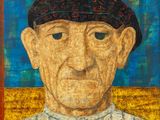 une peinture à l'huile représentant un homme coiffé d'un chapeau