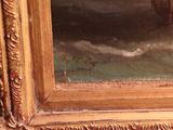 a picture of a painting of a boat in the water