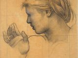 une image représentant le dessin d'une femme levant la main