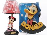 mickey mouse lamp with box and lamp shade on white background